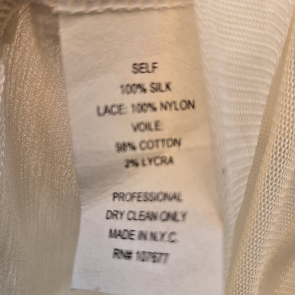 Alice + Olivia Sheer Silk Lace Blouse – Vintage, Ivory, Large - Picture 9 of 9
